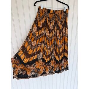 Funky people boho hippy floral yellow maxi skirt cottage core smock country VTG